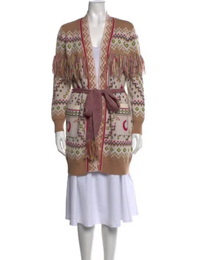 Pre-owned Le Superbe Patterned Open Front Sweater In Neutrals