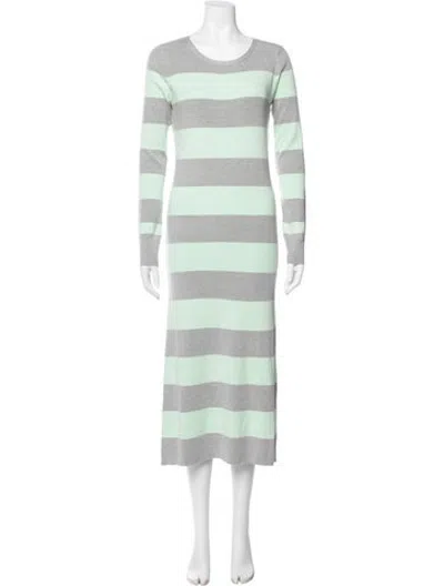 Pre-owned Le Superbe Striped Midi Length Dress W/ Tags In Green