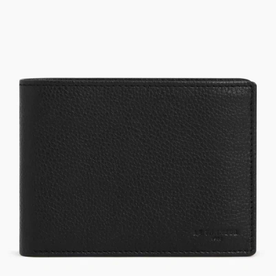 Le Tanneur Charles Horizontal, Zipped Wallet With 2 Gussets In Grained Leather In Black