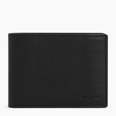 Le Tanneur Portefeuille Horizontal Zippé 2 Volets Charles En Cuir Grainé In Black