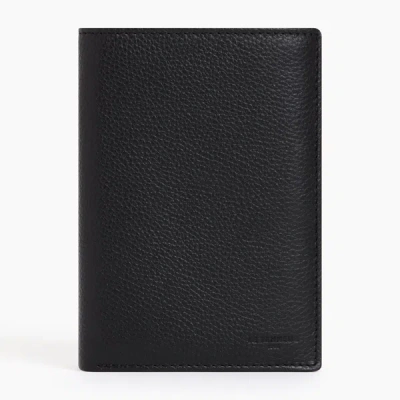 Le Tanneur Charles Large, Vertical, Zipped Wallet With 2 Gussets In Grained Leather In Black