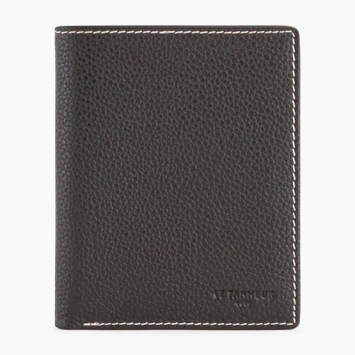 Le Tanneur Charles Pebbled Leather Card Holder In Brown