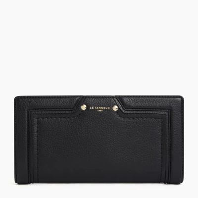 Le Tanneur Ella Large Grained Leather Wallet In Black
