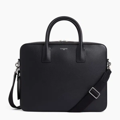 Le Tanneur Porte Documents 14" Emile En Cuir Grainé In Black