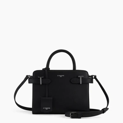 Le Tanneur Emilie Small Handbag In Pebbled Leather In Black