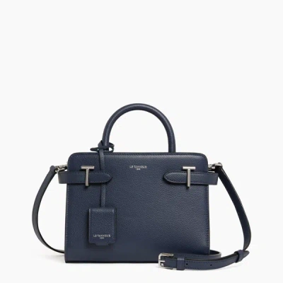 Le Tanneur Emilie Small Handbag In Pebbled Leather In Blue