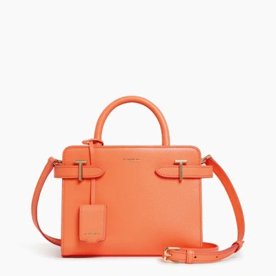 Le Tanneur Emilie Small Handbag In T Signature Leather In Orange