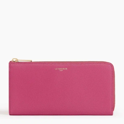 Le Tanneur Emilie Zipped Travel Companion In T Signature Leather In Pink