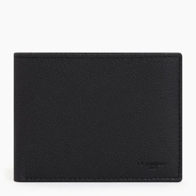 Le Tanneur Flap 2 Shutters Charles Pebbled Leather Wallet In Black