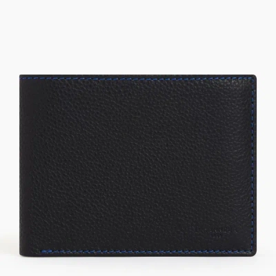 Le Tanneur Flap 2 Shutters Charles Pebbled Leather Wallet In Black