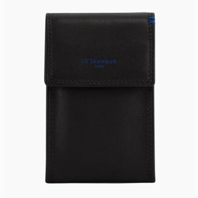 Le Tanneur Flap Martin Smooth Leather Key Case In Black