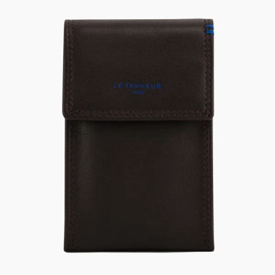 Le Tanneur Flap Martin Smooth Leather Key Case In Brown