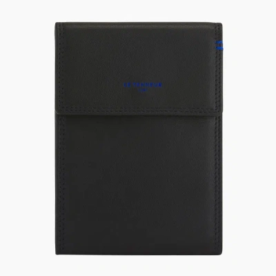 Le Tanneur Folding Martin Smooth Leather Checkbook Holder In Black