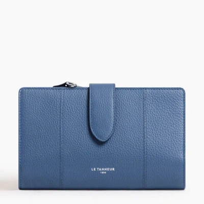 Le Tanneur Juliette 4-fold Grained Leather Wallet In Blue