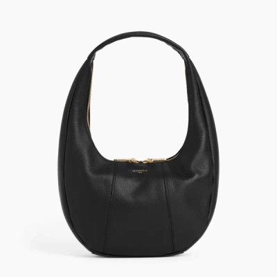 Le Tanneur Juliette Medium Grained Leather Hobo Bag In Black