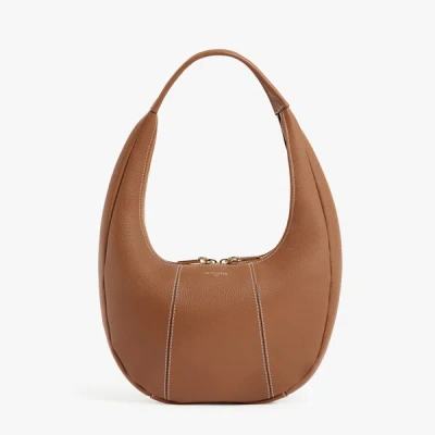 Le Tanneur Juliette Medium Grained Leather Hobo Bag In Brown