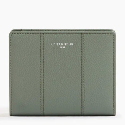 Le Tanneur Juliette Small Grained Leather Purse In Green