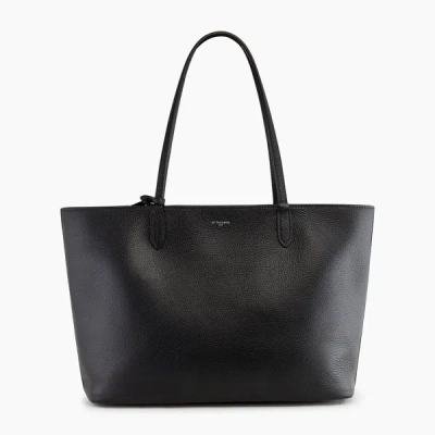 Le Tanneur Large Louise Tote Bag In Pebbled Leather In Black
