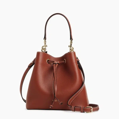 Le Tanneur Louise Bucket Bag In Pebbled Leather In Brown