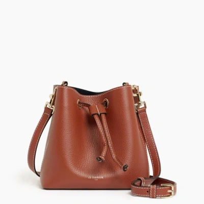Le Tanneur Louise Min Bucket Bag In Pebbled Leather In Brown