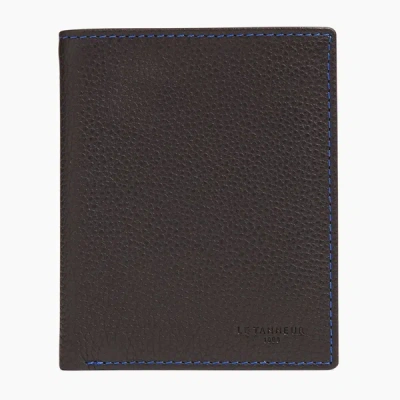 Le Tanneur Medium Charles Pebbled Leather Cardholder In Black