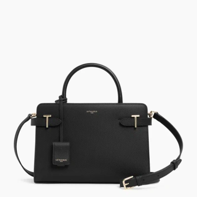 Le Tanneur Medium Emilie T Signature Leather Handbag In Black