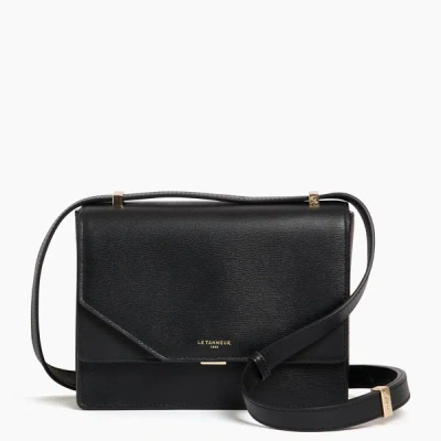 Le Tanneur Naya Small Cork Effect Leather Shoulder Bag In Black