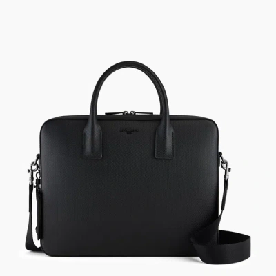 Le Tanneur Porte Document Slim 14" Emile En Cuir Signature T In Black