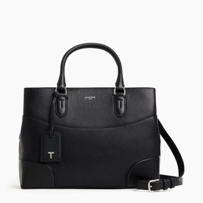 Le Tanneur Romy Large Smooth Grained Leather Handbag In Black
