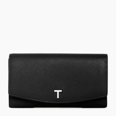 Le Tanneur Romy Large, Zipped Wallet In Pebbled Leather In Black