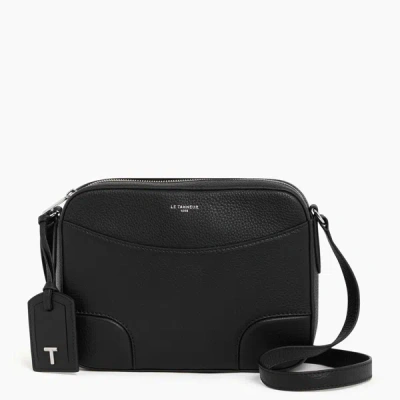 Le Tanneur Romy Medium, Crossbody Bag In Pebbled Leather In Black