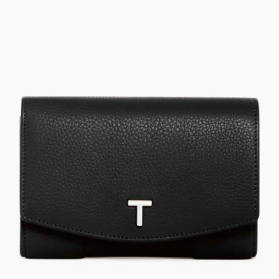 Le Tanneur Romy Small, Zipped Wallet In Pebbled Leather In Black