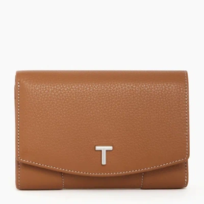 Le Tanneur Romy Small, Zipped Wallet In Pebbled Leather In Brown