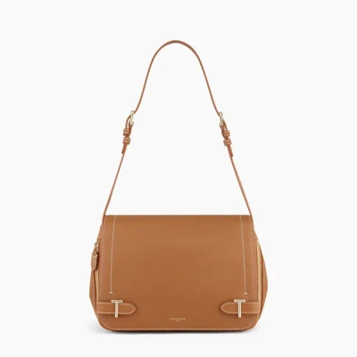 Le Tanneur Simone Medium-sized Bag With Crossbody Strap In Pebbled Leather In Brown