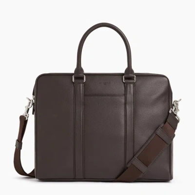 Le Tanneur Slim Charles Pebbled Leather Briefcase In Brown