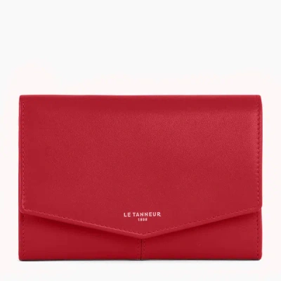 Le Tanneur Small Zipped Charlotte Smooth Leather Wallet In Red