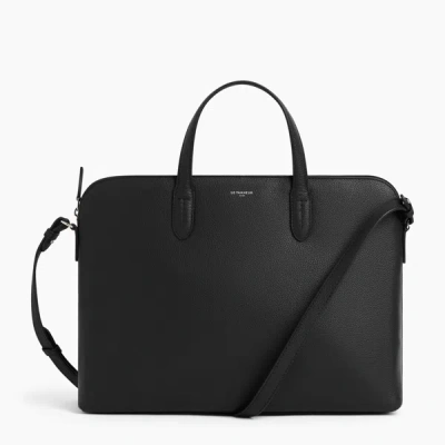 Le Tanneur Porte Documents 1 Soufflet 15" Sophie En Cuir Grainé In Black