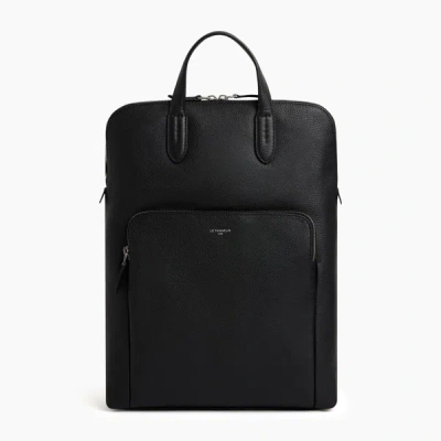 Le Tanneur Sophie Zipped Business Backpack In Pebbled Leather In Black