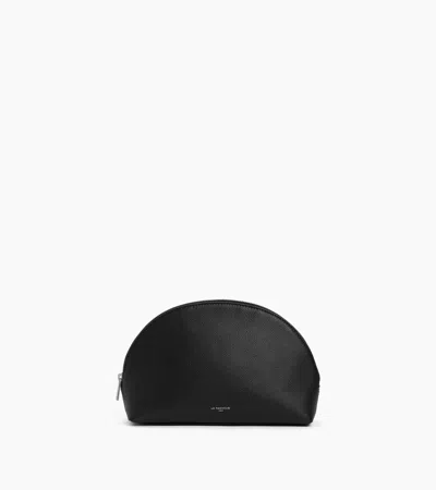Le Tanneur Trousse De Toilette Demi-lune En Cuir Grainé In Black