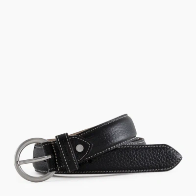 Le Tanneur Ceinture Femme Avec Boucle Ronde En Cuir Grainé In Black