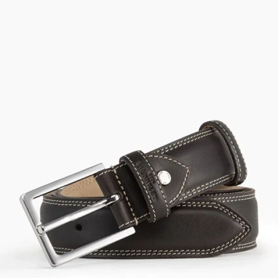 Le Tanneur Vegetable Tanned Men's Leather Martin Belt With Square Buckle In Brown
