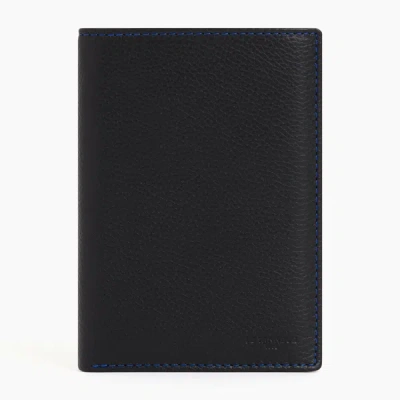 Le Tanneur Vertical 2 Shutters Charles Pebbled Leather Wallet In Black