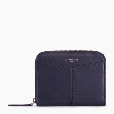 Le Tanneur Zipped Charlotte Smooth Leather Coin Purse And Removable Cardholder In Blue