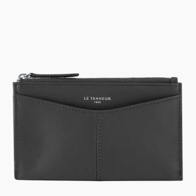 Le Tanneur Zipped Charlotte Smooth Leather Key Pouch In Black