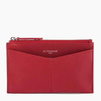Le Tanneur Zipped Charlotte Smooth Leather Key Pouch In Red