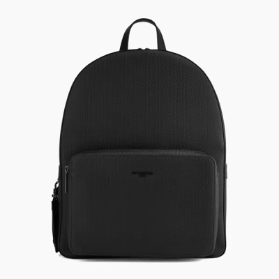 Le Tanneur Zipped Emile Monogram Leather Backpack In Black