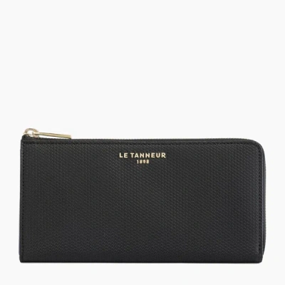 Le Tanneur Zipped Emilie T Signature Leather Organizer Wallet In Black