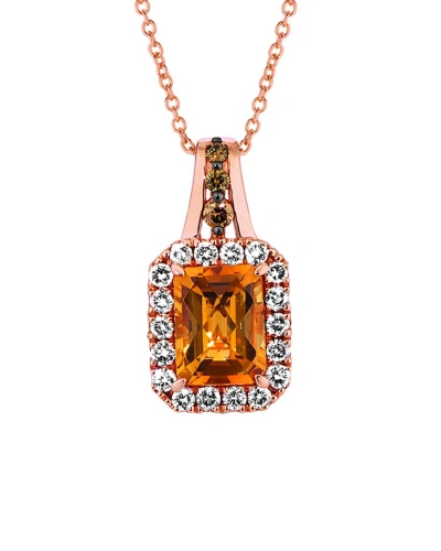 Le Vian Cinnamon Citrine 14k Rose Gold 1.72 Ct. Tw. Diamond & Ruby Drop Pendant In Brown