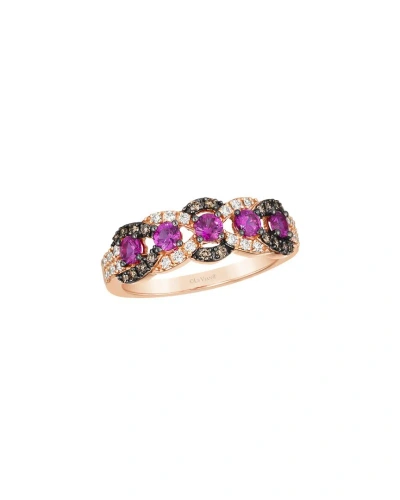 Le Vian Passion Ruby 14k Rose Gold 0.93 Ct. Tw. Diamond & Ruby Half-eternity Stackable Ring In Multi