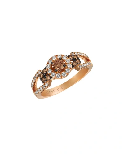 Le Vian Chocolate Solitaire 14k Rose Gold 0.62 Ct. Tw. Diamond Half-eternity Cocktail Ring In Multi